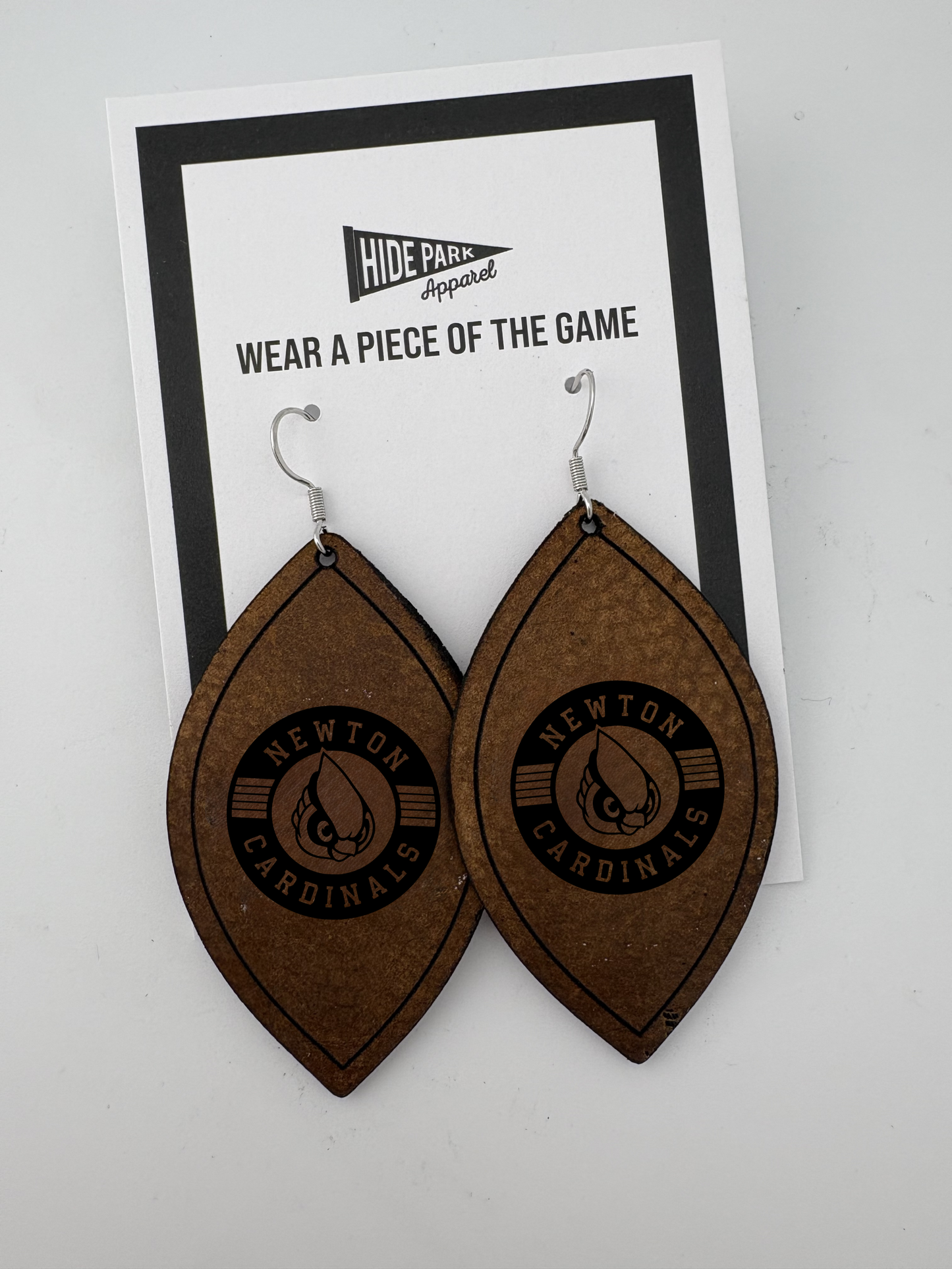 Newton Football Leather Earrings