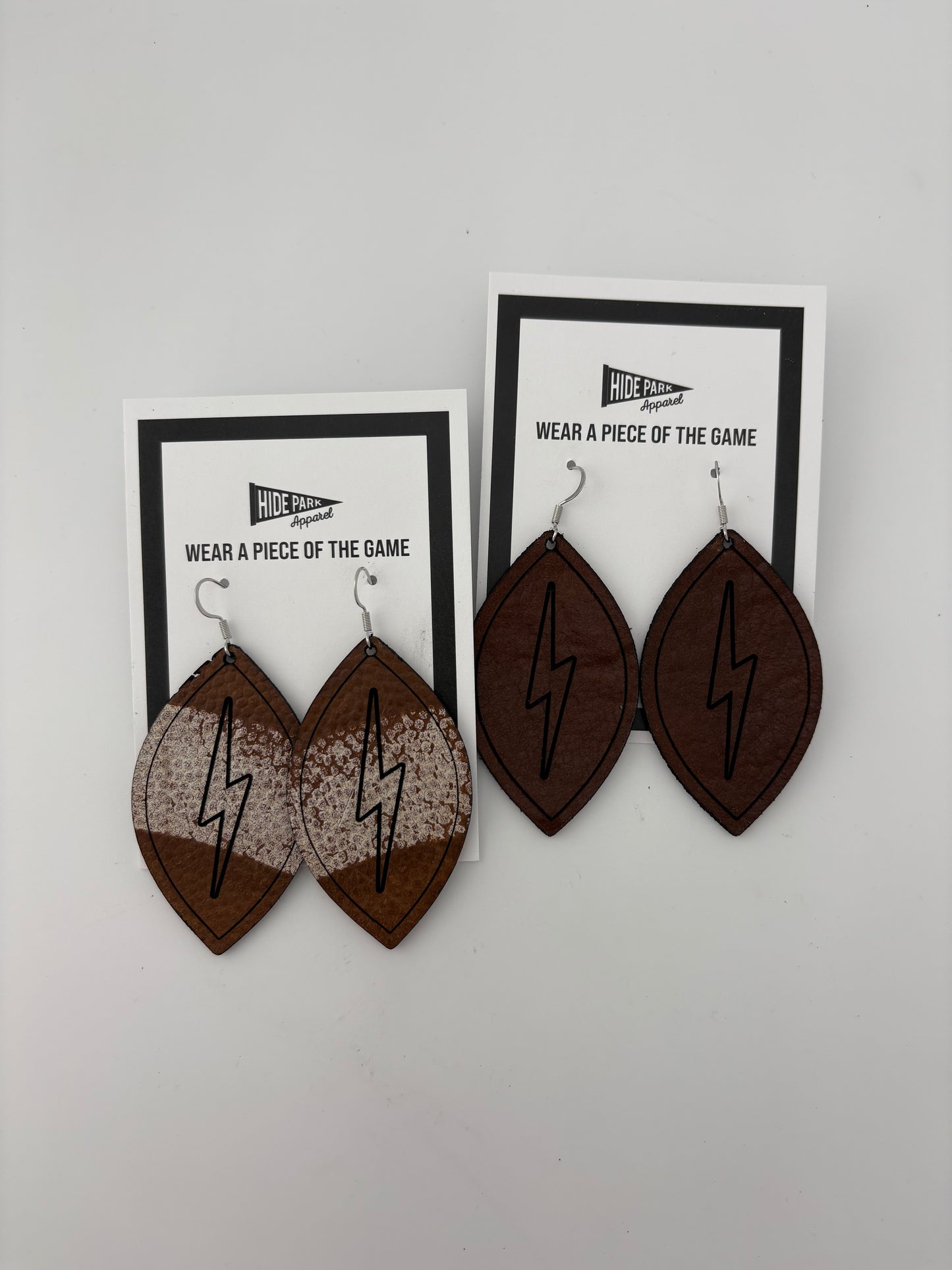 Elkhorn South Football Leather Earrings | Made from Game-used Footballs | 2 styles available