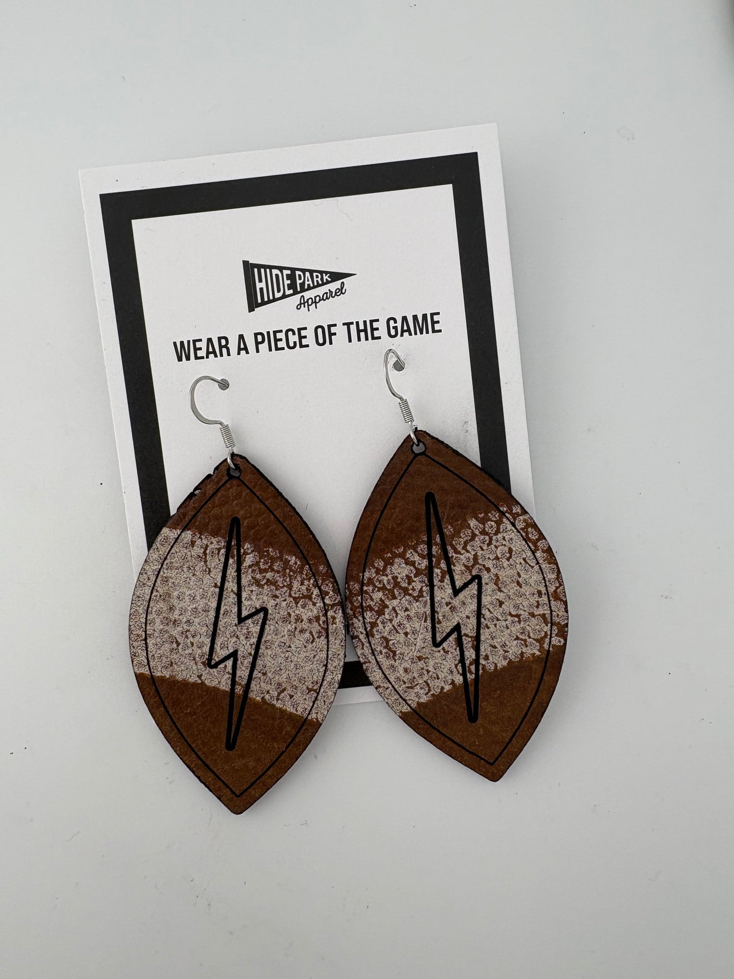 Elkhorn South Football Leather Earrings | Made from Game-used Footballs | 2 styles available