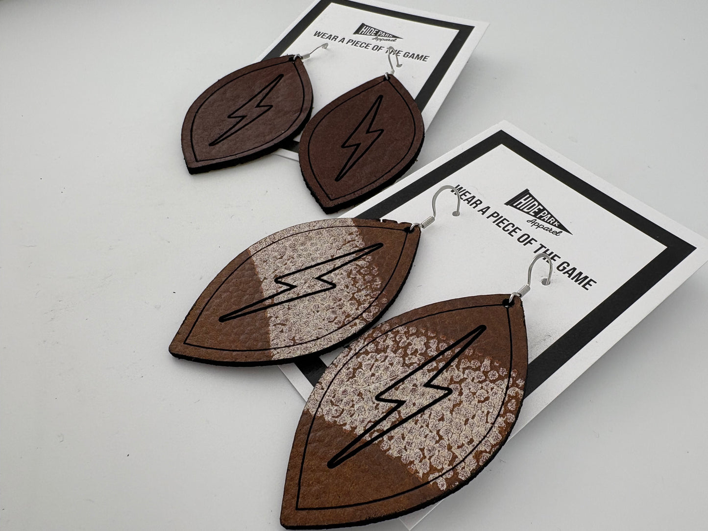 Elkhorn South Football Leather Earrings | Made from Game-used Footballs | 2 styles available