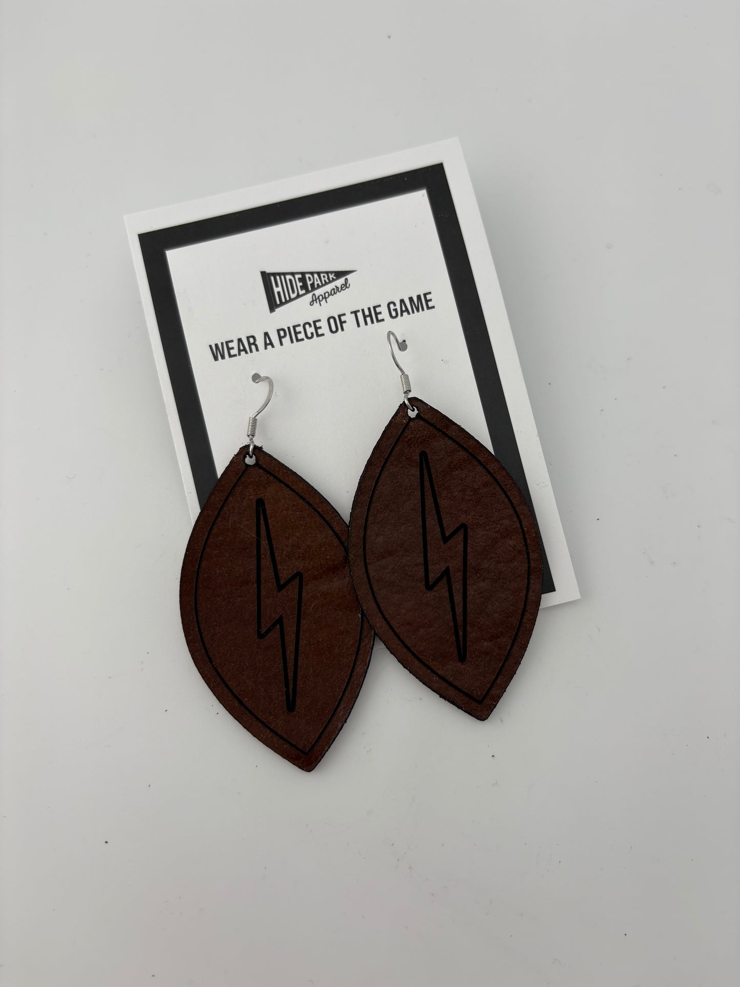 Elkhorn South Football Leather Earrings | Made from Game-used Footballs | 2 styles available