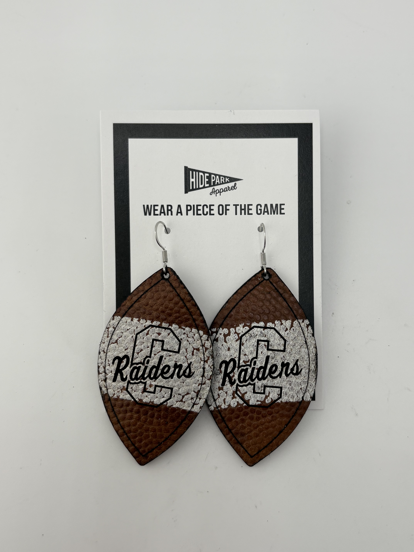 Central Burden Football Leather Earrings