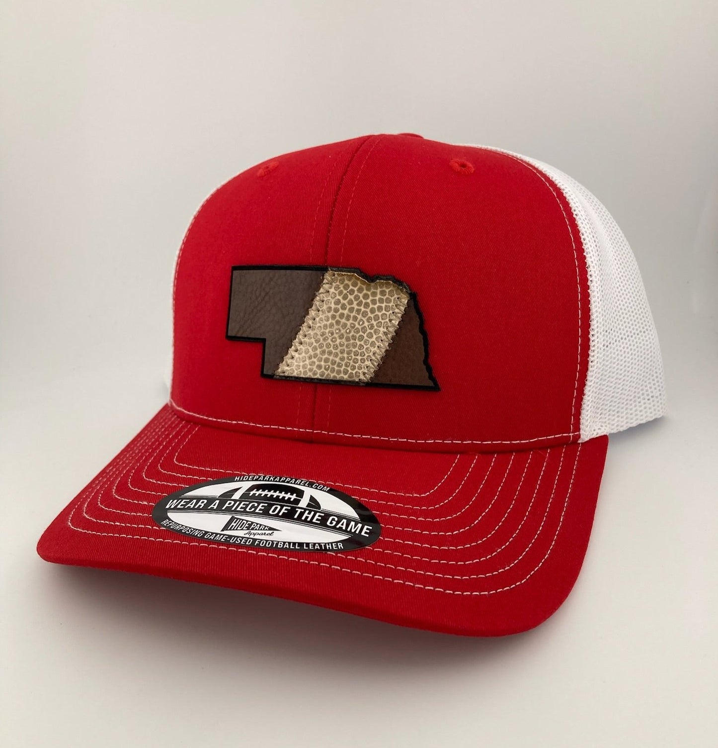 The Nebraska Stripe Football Leather Hat
