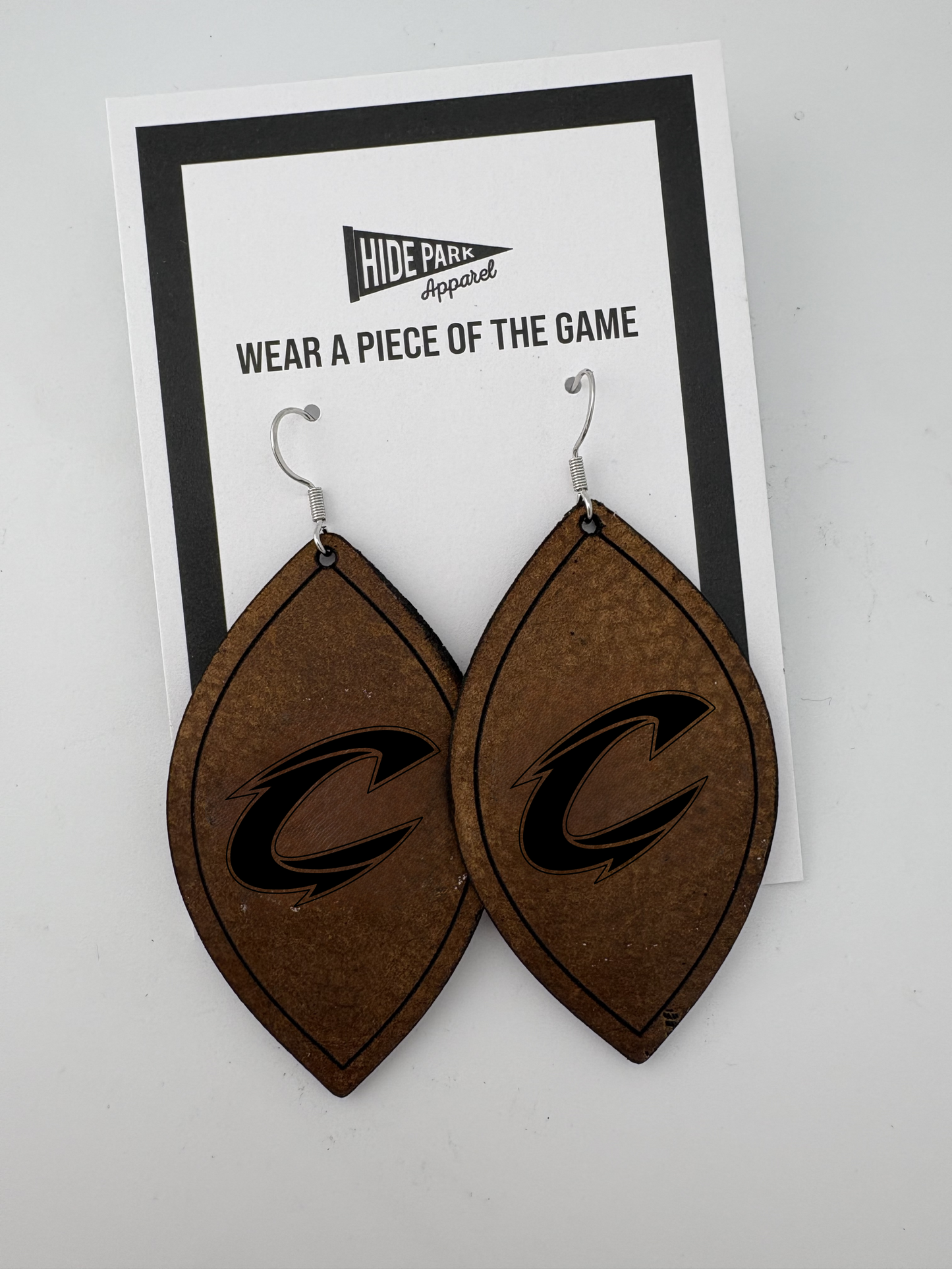 Clarke C | Football Leather Earrings