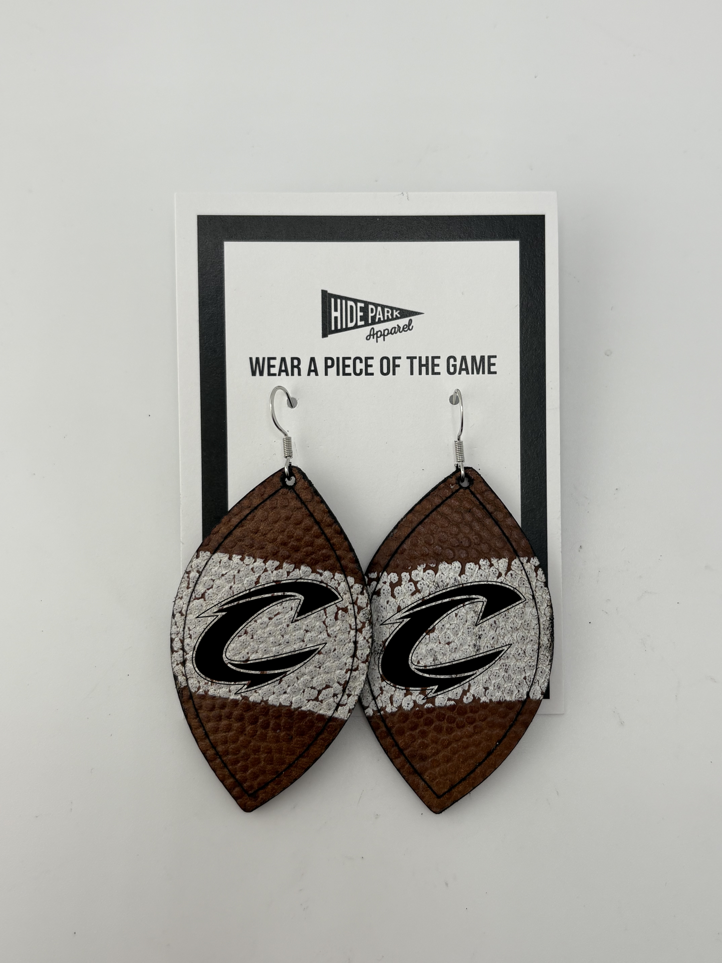 Clarke C | Football Leather Earrings