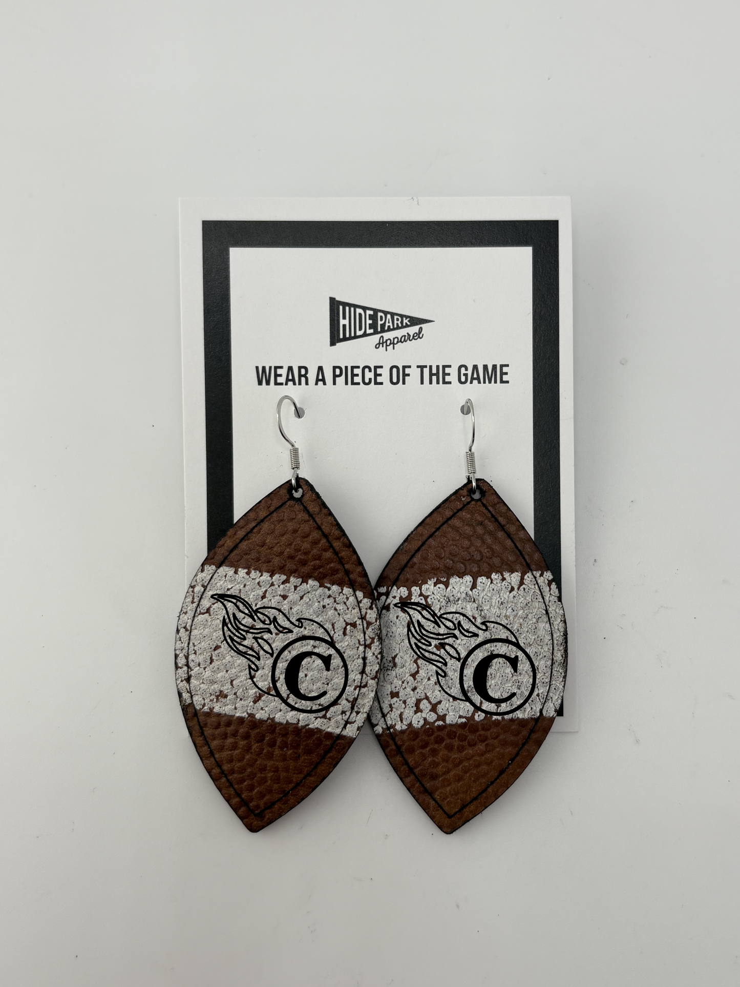Cardinal CSD Football Leather Earrings