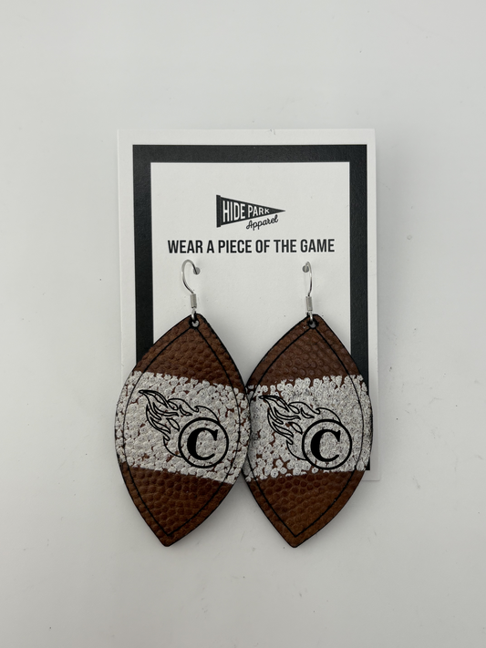 Cardinal CSD Football Leather Earrings