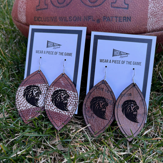 Lyons Lions Football Leather Earrings | Made from Game-used Footballs | 2 styles available