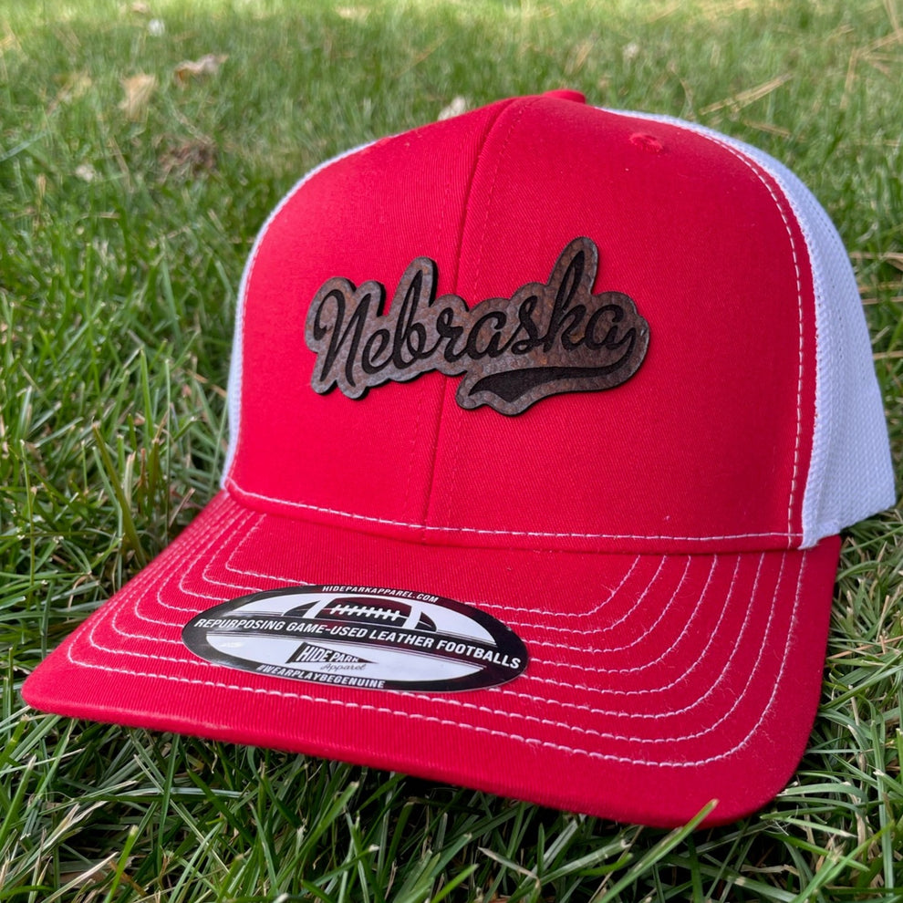 Nebraska Script Nebraska Script Football Leather Hat – Hide Park Apparel