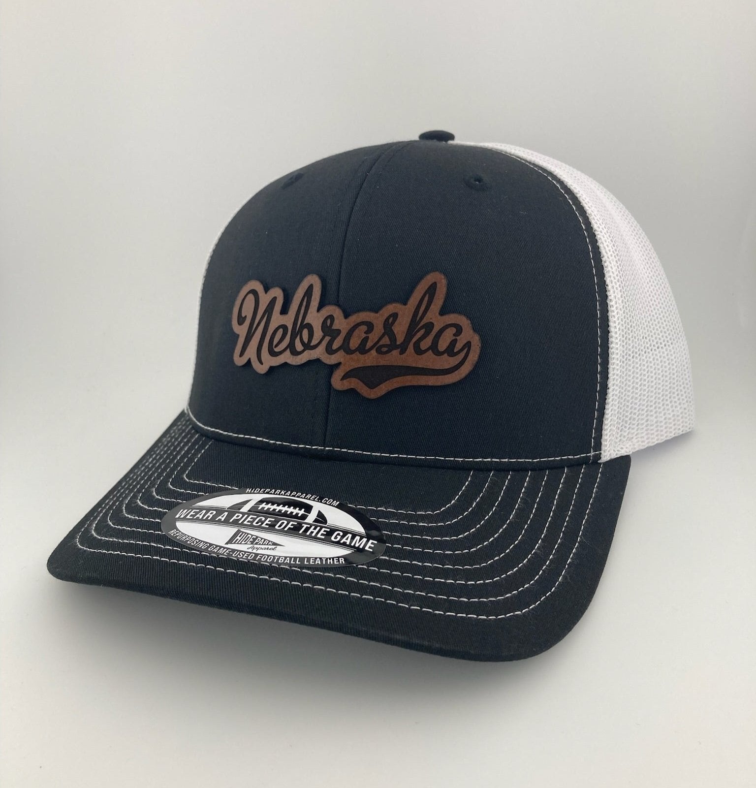 Script Nebraska Nebraska Script Football Leather Hat – Hide Park Apparel
