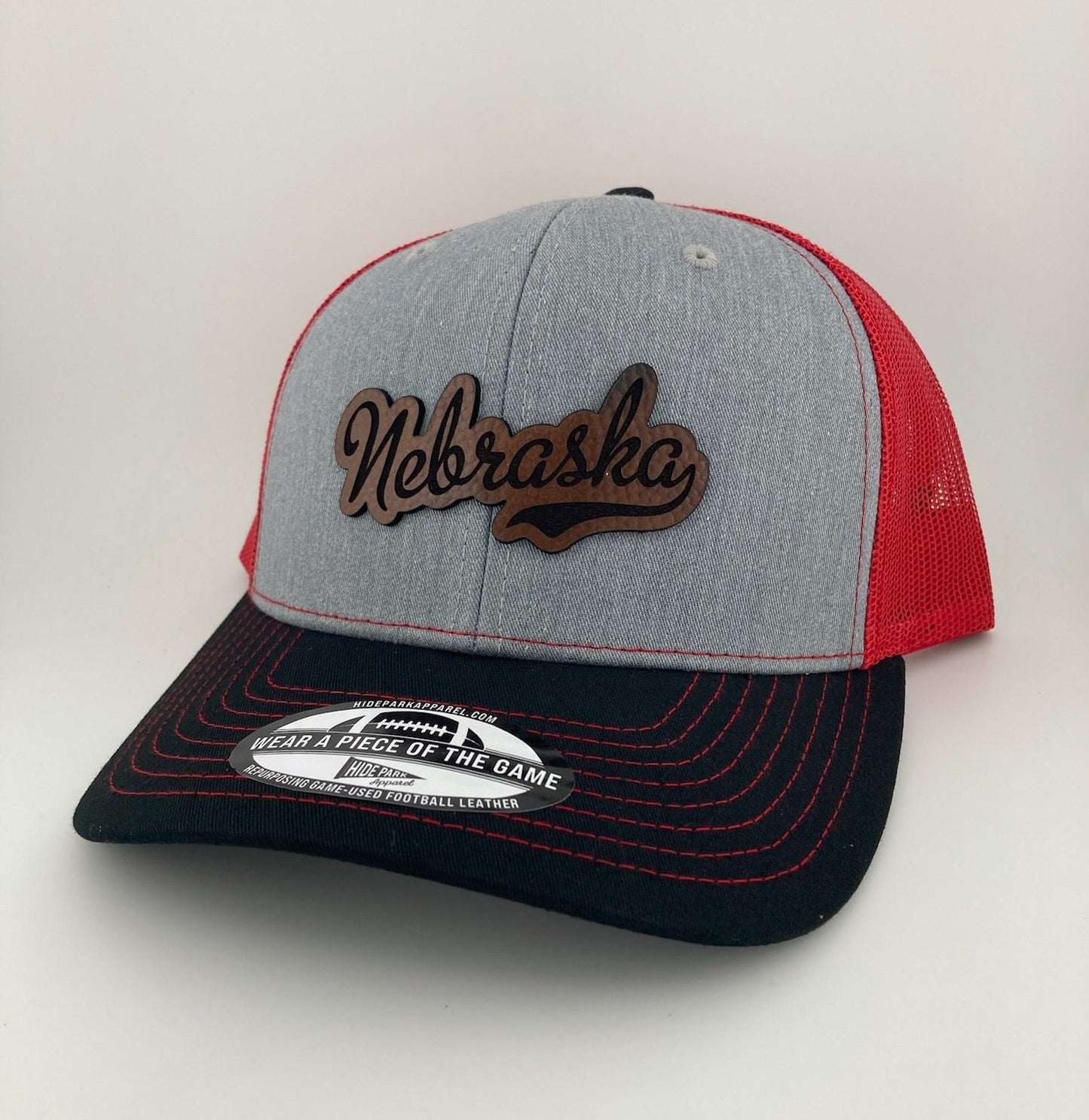 Nebraska Script Football Leather Hat
